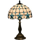 Uziqueif Tiffany Tischlampe, 12 Zoll Dekorative Tischlampe Aus Buntglas, Vintage deko Nachttischlampen Für Schlafzimmer, Lampenfassung Aus Zinklegierung Tiffany Lamp,Blau