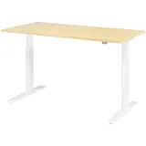 Hammerbacher XMKA16 elektrisch höhenverstellbarer Schreibtisch ahorn rechteckig, C-Fuß-Gestell weiß 160,0 x 80,0 cm
