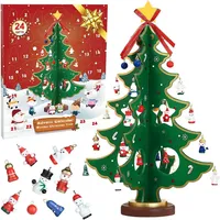 Luxuskollektion Adventskalender Mini Weihnachtsbaum Holz 3D Tannenbaum 24 Anhänger
