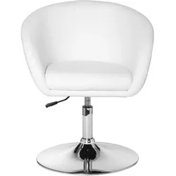 Kadima Design Loungesessel `Lift`, Retro-Design, verstellbare Sitzhöhe, Trompetenfuß. Weiß, 62x55x84 cm