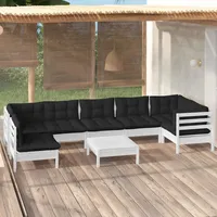 vidaXL Garten-Lounge-Set 8-tlg. weiß Kiefernholz