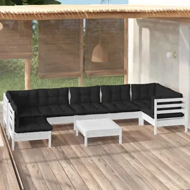 vidaXL Garten-Lounge-Set 8-tlg. weiß Kiefernholz