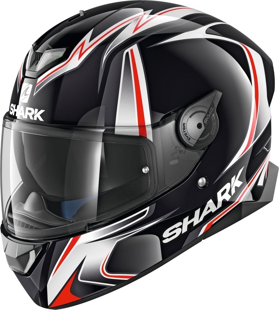 Shark Skwal 2 Replica Sykes Weiße LED Helm, schwarz-weiss-rot, Größe XS