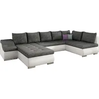 Wohnlandschaft mit Bettfunktion Polstergarnitur Ecksofa mit Schlaffunktion und Bettkasten Couch für Wohnzimmer Schlafsofa Sofagarnitur Sofa Eckcou... - Dunkelgrau/Weiß