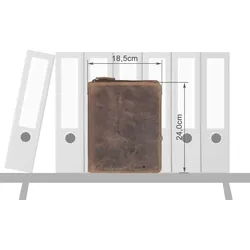 Greenburry Schreibmappe A5 Leder braun mit Reißverschluss Handwerkermappe Notizmappe (antik Look) inkl. Briefblock 1633-25-S