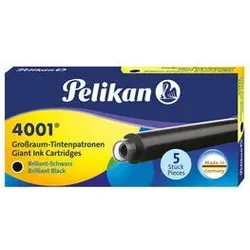 PELIKAN 310615 Pelikan Großraum-Tintenpatronen 4001®, Brillant-Schwarz, 5 Stück