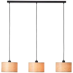 BRILLIANT Pendelleuchte "Romm", schwarz (holz hell, schwarz), H: 120cm, Lampen, 3flg holz hell/schwarz