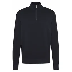 Troyer BUGATTI, Herren, Gr. M, blau (marine), Sweatware, 100% Baumwolle, casual, regular fit, ohne Ausschnitt, Langarm Rippbündchen, Pullover, aus reiner Baumwolle