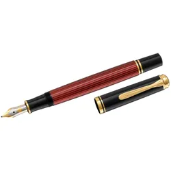 Pelikan Kolbenfüllhalter Souverän M400 Feder EF schwarz/rot