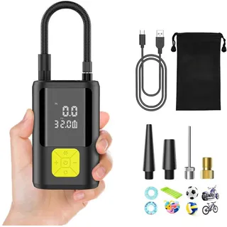 AeroAxis Akku-Luftpumpe Elektrische Luftpumpe, wiederaufladbare Luftpumpe 6000 mAh 150 PSI, mit Digitale LCD-Bildschirm für Auto Fahrrad Motorrad Bälle schwarz