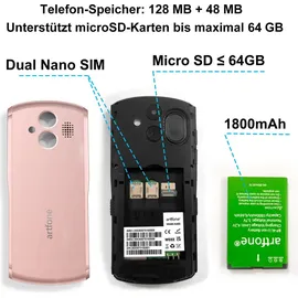 ARTFONE A400 Seniorenhandy Roségold