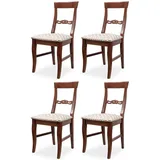 Casa Padrino Biedermeier Esszimmer Stuhl 4er Set Bronze / Weiß / Dunkelbraun 43 x 52 x H. 96 cm - Massivholz Küchen Stühle - Massivholz Esszimmer Möbel - Biedermeier Esszimmer Möbel