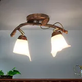 Licht-Erlebnisse Deckenleuchte Shabby Braun antik Glas Metall Floral stilvoll LOELLA Wohnzimmer Lampe Decke