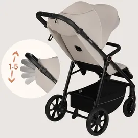 lionelo IVA Buggy bis 22 kg 6 Monaten bis 4 Jahre 360° Räder Volle Stoßdämpfung Verstellbare Rückenlehne höhenverstellbares Verdeck XXL UPF50+ Premium Stoff