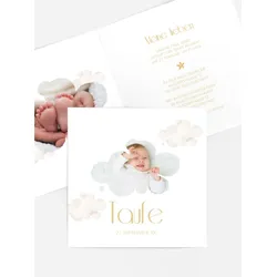 Einladungskarten Taufe selbst gestalten mit Spruch und Fotos im Onlinedesigner bei Meine-Kartenmanufaktur.de