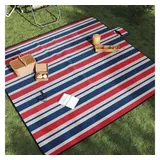 vidaXL Picknickdecke Faltbar Rot und Blau Gestreift 200x200 cm Samt