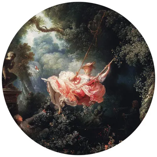 K&L Wall Art Vliestapete »Runde Vliestapete«, Fragonard Kunstdruck Die Schaukel, mehrfarbig, matt - bunt