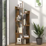 LAPOOH Bücherschrank, Bücherregal, Leiterregal, Standregal, Allzweckschrank, Bookshelf, Ordnerregal, Mehrzweckschrank, Büro Regal, 48x25,5x140 cm Räuchereiche Holzwerkstoff