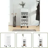 Schuhschrank Hochglanz-Weiß 40x36x105 cm Holzwerkstoff - Schuhschrank - Schrank - Aufbewahrung - Garderobe - Weiß - The Living Store