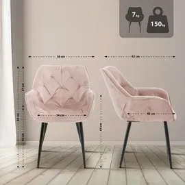 CLP Esszimmerstuhl Tanna Samt pink 4er Set