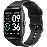 MODFU Smartwatch, Smartwatch Damen Herren, 1.8" HD Fitness Tracker Uhren für Android IOS, 5ATM Wasserdicht Pulsmesser Schrittzähler Aktivitätstr... - Schwarz