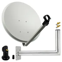 PremiumX SAT Anlage 80cm Hellgrau Stahl Satellitenschüssel Single LNB