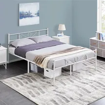 Yaheetech Metallbett 140 x 200 cm Weiß