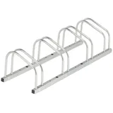 Relaxdays Fahrradständer Bodenständer für 4 Fahrräder bis 50 mm Reifenbreite Silber