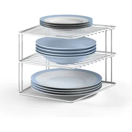 Gravidus Tellerregal 2er Set Eckschrankeinsatz 40 x 30 x 20 cm Weiß