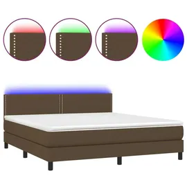 vidaXL Boxspringbett mit Matratze & LED Dunkelbraun 180x200 cm Stoff