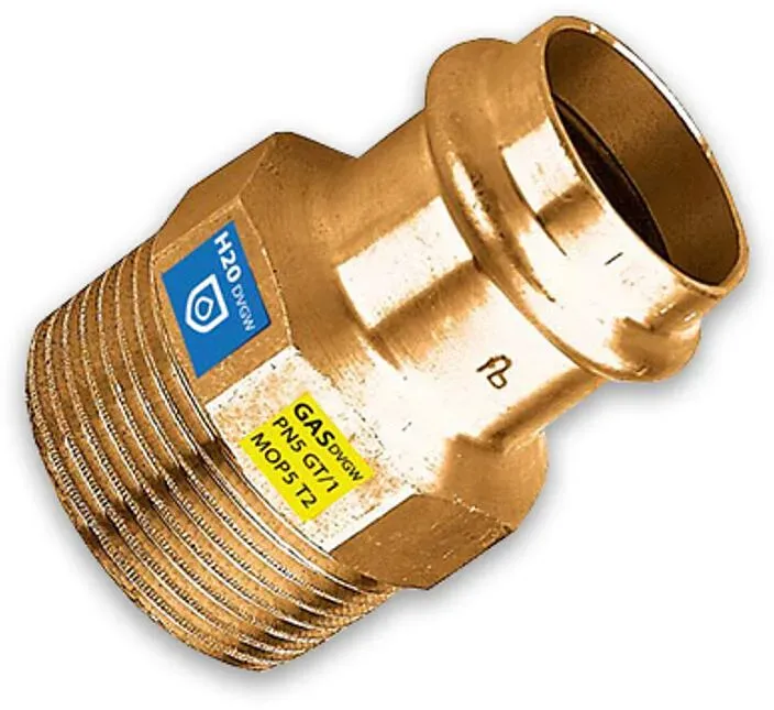 Kupfer Press Kombifitting Übergang mit AG, DVGW, Kontur V, verschiedene Varianten (Ausführung: 35 - 1''AG)