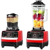 Mixer Smoothie Maker,2-in-1-Mixer,2000W Blender,multifunktionaler Standmixer, 2 L Hochleistungsmixer mit 6 Profi Klingen,BPA-frei,15 Geschwindigkeiten,für Saft,Smoothie, Milchshake und Sojamilch (A)