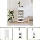 Schuhschrank Hochglanz-Weiß 40x36x105 cm Holzwerkstoff - Schuhschrank - Schrank - Aufbewahrung - Garderobe - Weiß - The Living Store