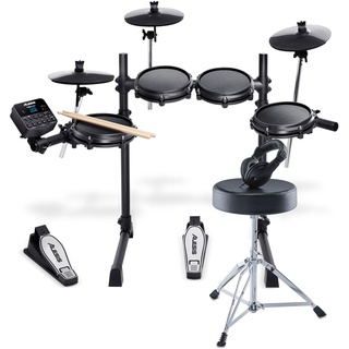 Alesis Drums Turbo Mesh Kit Bundle – Komplettes E-Drum Set mit einem siebenteiligen Mesh E-Drum Kit, Schlagzeughocker, Kopfhörern und Drum Sticks