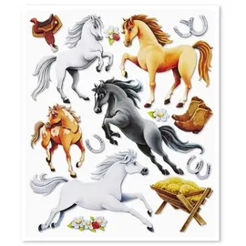 HobbyFun 3D-Sticker Pferde II 30x30cm 14 Teile