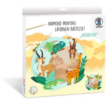 Ursus Diamond Painting Laternen-Bastelset Safaritiere 20 x 18,7 x 8 cm