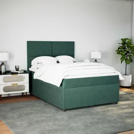 vidaXL Boxspringbett 140 x 200 cm Dunkelgrün