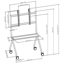 Vision VFM-F12 – Display Staffelei Trolley mit Ablage für 55–100′′