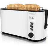 Arendo Toaster 4 Scheiben, Langschlitztoaster, Langschlitz, Edelstahl, 1500W, Display mit Restzeitanzeige, Brötchenaufsatz, Defrost Funktion, Wär... - Weiß