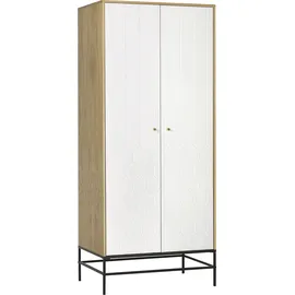 Andas Drehtürenschrank Fräsungen in den Fronten, goldene Griffe, Breite 80 cm, FSC®,