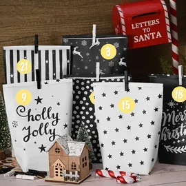 luxuskollektion befüllbarer Adventskalender Schwarz-Weiß 2023