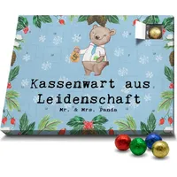 Mr. & Mrs. Panda Schoko Adventskalender Kassenwart Leidenschaft - Blau Pastell - Geschenk, Verein, Geldgeschenk, Schokoladen Adventskalender, Absch... - Blau