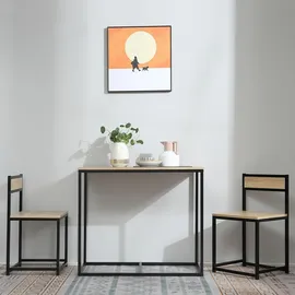 Homcom Esstisch mit 2 Stühlen, 3er-Set Essgruppe, Küchentisch-Set für 2 Personen, Esszimmergruppe für kleine Räume, Küche, Wohnzimmer, Eiche