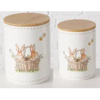 Boltze Charmy Vorratsdose beige/weiß 13 cm x 17 cm 2-teiliges Set