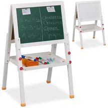 Relaxdays Standtafel mit Whiteboard Kiefernholz MDF Weiß Grün Höhenverstellbar Magnetisch 77 cm x 39 cm x 44,5 cm