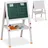 Relaxdays Standtafel mit Whiteboard Kiefernholz MDF Weiß Grün Höhenverstellbar Magnetisch 77 cm x 39 cm x 44,5 cm