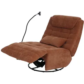 Mendler Relaxsessel HWC-P92 Chenille 82 x 96 x 82 cm Orange mit Liegeposition