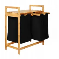 AD.CON Bambus-Wäschekorb Badezimmer Regal Bambus Wäscheregal Wäschesack Wäschekorb Badregal Wäschesortierer 74×64×33 cm (Schwarz)