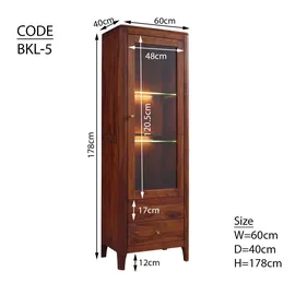 MASSIVMOEBEL24.DE Vitrine Sheesham 60x40x178 walnuss geölt Brooklyn #26