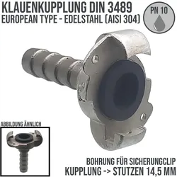 1/2 Klauen Kupplung Edelstahl AISI 304 European Type Abstand 42 mm Bohrung Schl..."
